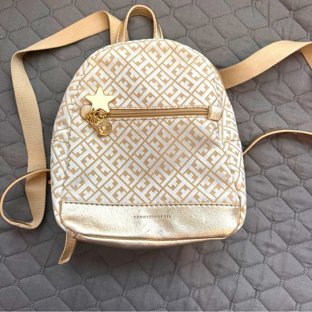 Tommy Hilfiger White and Gold Baby Backpack